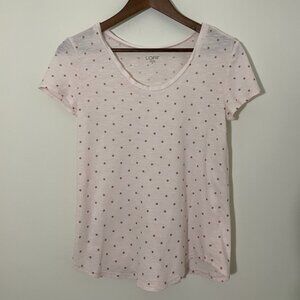 LOFT Outlet Polka Dot Scoop neck Tee shirt - Pink/Bronze XS
